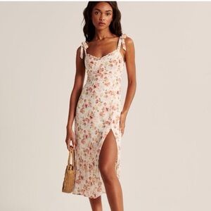 A&F Floral tie step midi dress size XS